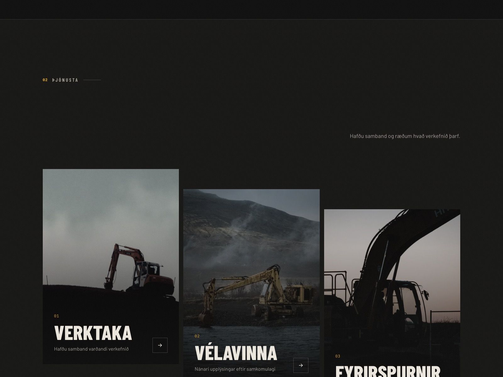 Þjónusta á sýnidæmi fyrir Smárinn Vélaverktaki