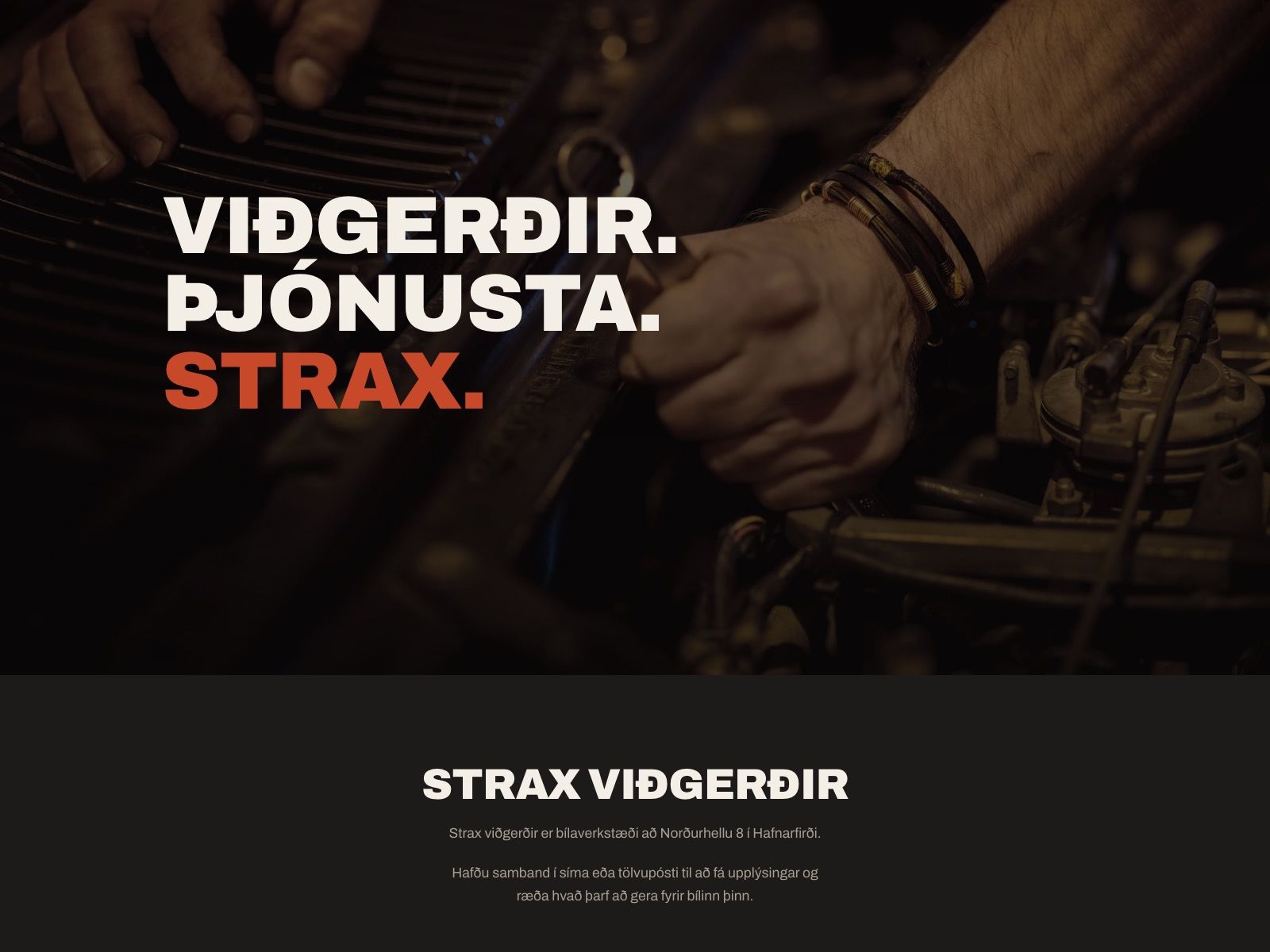 Um fyrirtækið á sýnidæmi fyrir Strax Viðgerðir