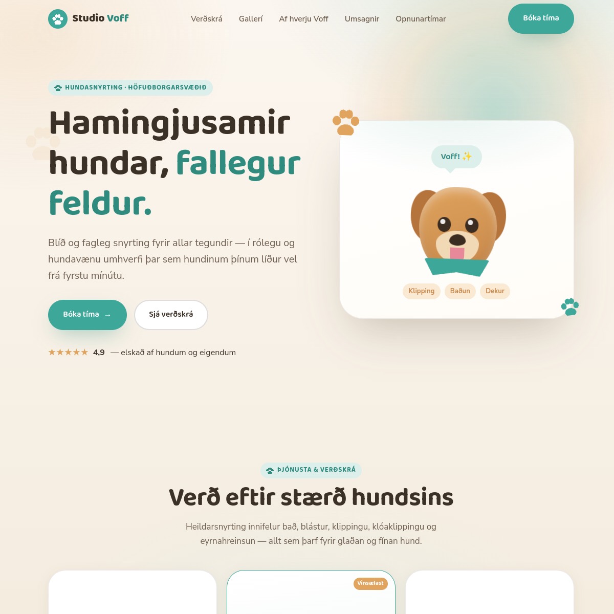 Skjáskot af heimasíðu Studio Voff